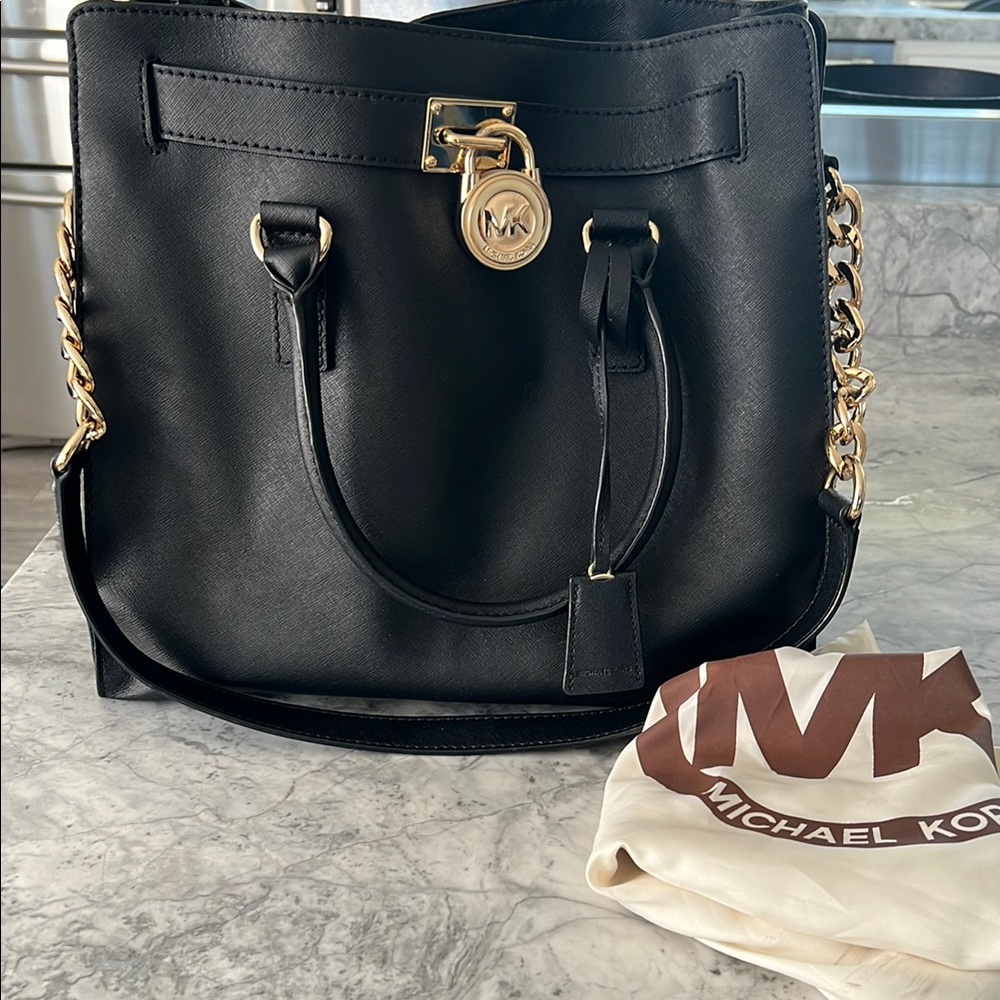 Michael Kors Black Leather Tote Bag